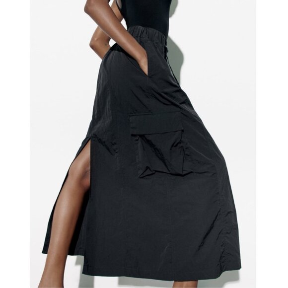 Zara Black Midi Skirt - Picture 3 of 9